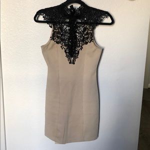 Black and Beige Mini Dress